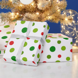 Papier Cadeau Red and Green Polka Dot Christmas Wrapping Paper