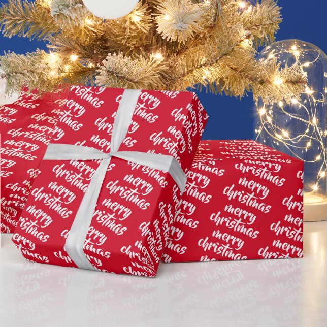 Papier Cadeau Red And White Custom Template Merry Christmas Gift (Vacances)