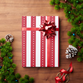 Papier Cadeau Red and White Striped Wrapping Paper