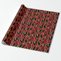 Red, Black & Gold Wrapping Paper