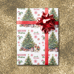 Papier Cadeau Red Bow Beagle Dog Holiday Tree