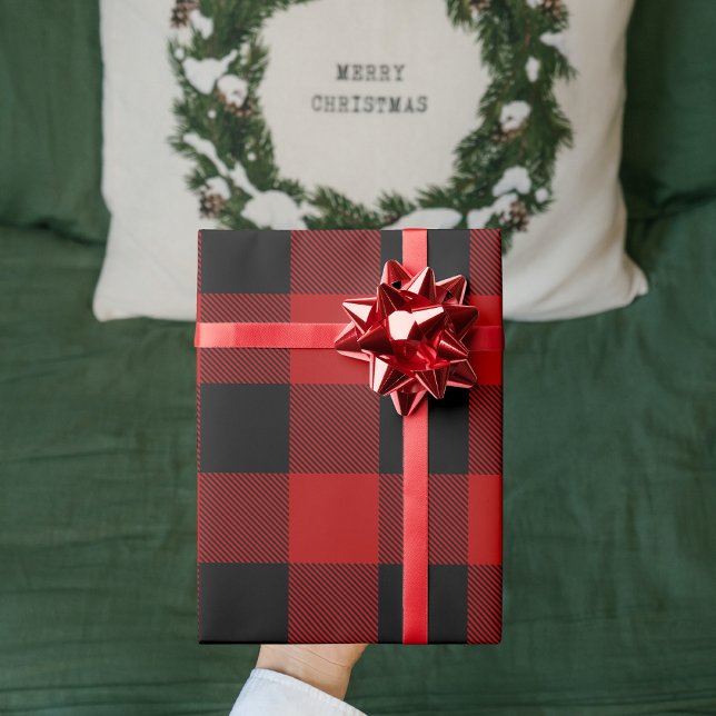 Papier Cadeau Red Buffalo Plaid & Joyeux Noël (Créateur téléchargé)