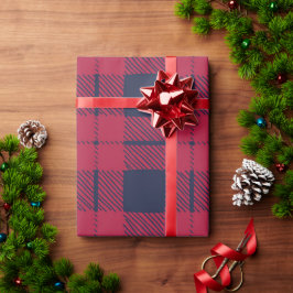 Papier Cadeau Red Check Plaid Farmhouse Pays Cadeau de Noël