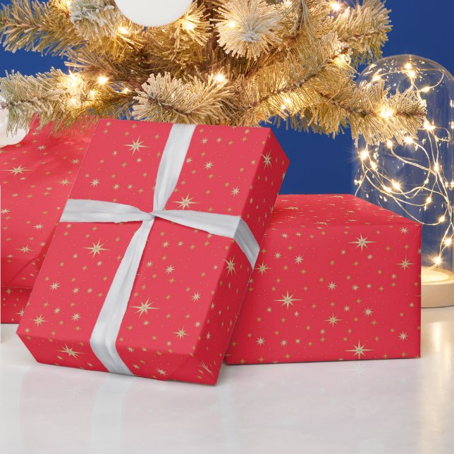 Papier Cadeau Red et Gold Star (Vacances)