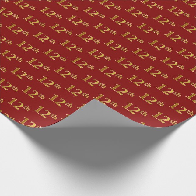 Papier Cadeau Red, Faux Gold 12e (douzième) Event Wrapping Paper (Coin)