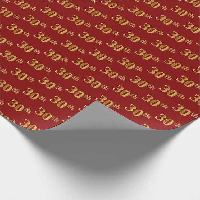 Papier Cadeau Red, Faux Gold 30e (trentième) événement (Coin)