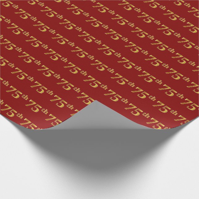 Papier Cadeau Red, Faux Gold 75e (Soixante-quinzième) (Coin)