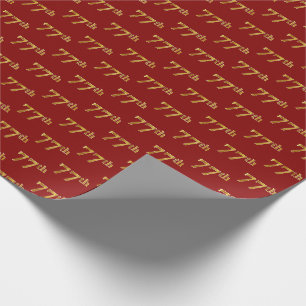 Papier Cadeau Red, Faux Gold 77th (Soixante-dix-septième) Event