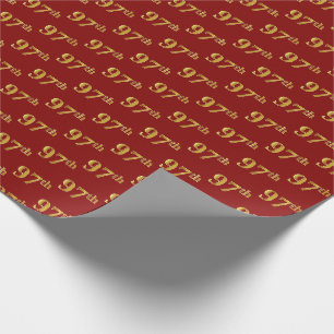 Papier Cadeau Red, Faux Gold 97th (Quatre-vingt-dix-septième) Ev