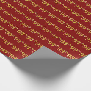 Papier Cadeau Red, Faux Gold 99e (Quatre-vingt-dix-neuvième)