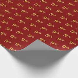 Papier Cadeau Red, Faux Gold 9th (Neuvième) Event Wrapper Paper