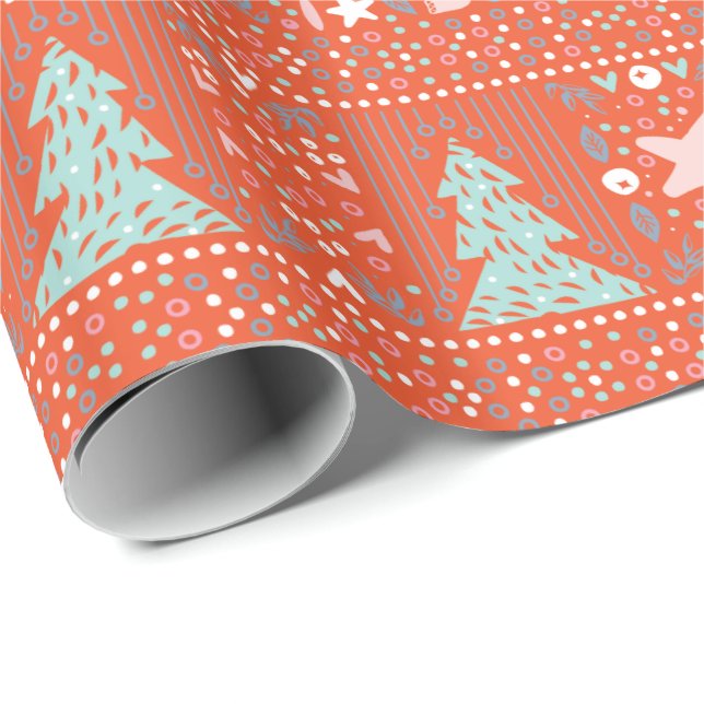Papier Cadeau Red Festive Joli Noël Papier d'enveloppement cadea (Coin rond)