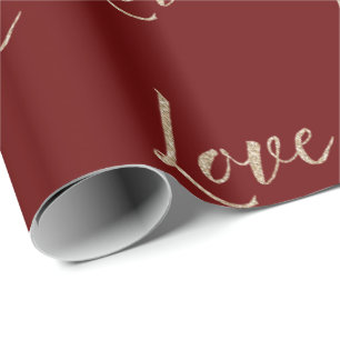 Papier Cadeau Red Gold Luxe Parties scintillant Love
