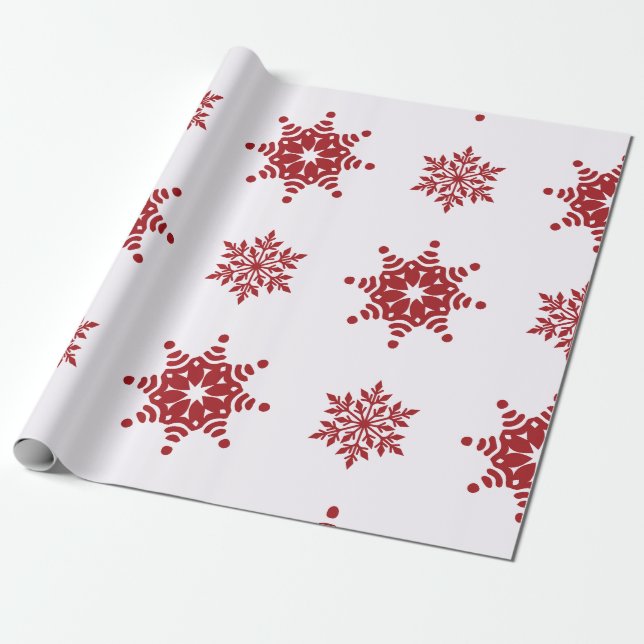 Papier Cadeau Red, Green, and White Snowflake Lane Christmas Wra (Déroulé)