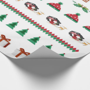 Papier Cadeau Red Green Christmas Treee Holiday Père Noël Reinde
