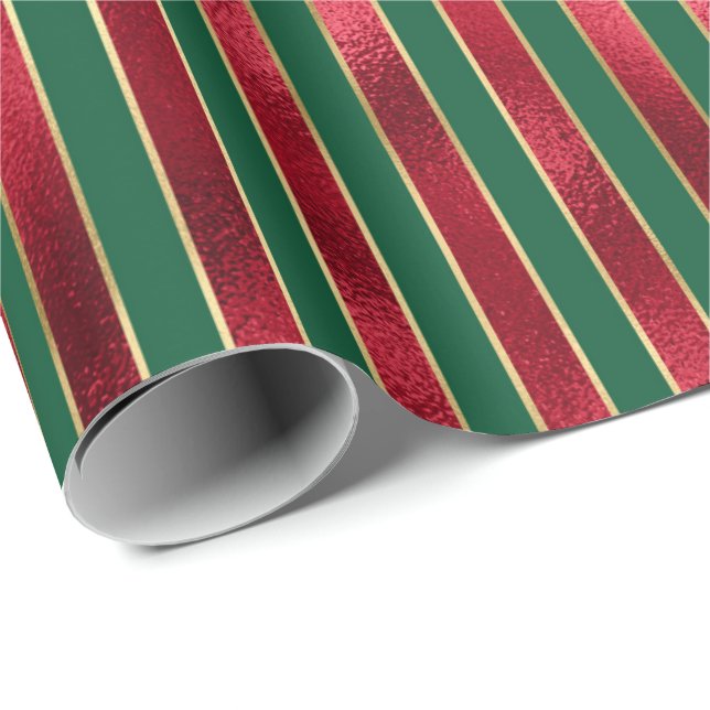 Papier Cadeau Red Green Gold (Coin rond)
