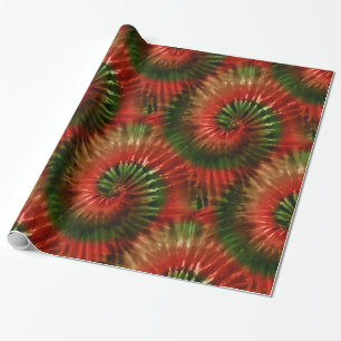 Papier Cadeau Red Green & Gold Fun Tie Dye Starburst Retro