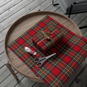 Papier Cadeau Red Green Plaid Rustic Classic Holiday
