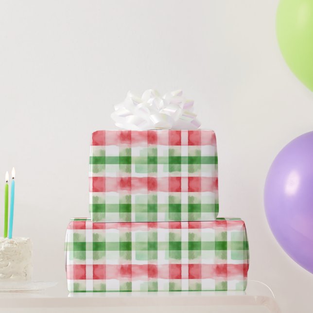 Papier Cadeau Red Green White Stripes Birthday (Cadeaux de fête)