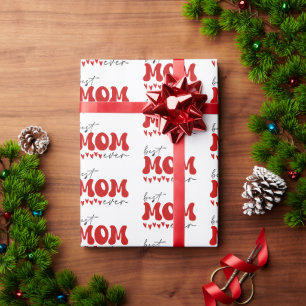 Papier Cadeau Red Grey mignonne meilleure maman jamais