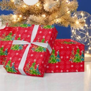 Papier Cadeau Red Happy Holidays, Festive Modern Wrapper Paper