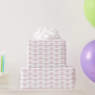 Papier Cadeau Red Heart Doodle Lines