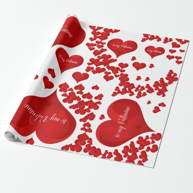 Papier Cadeau Red Heart Romantic Love Valentine (Déroulé)