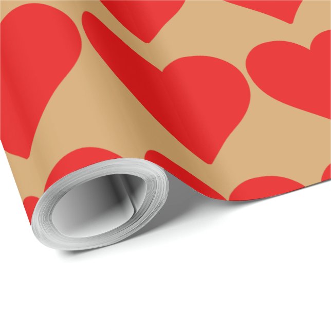 Papier Cadeau Red Heart Shape Love Classic Simple Minimalisme (Coin rond)
