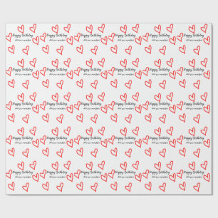 Papier Cadeau Red heart shaphappy anniversaire ajouter nom texte
