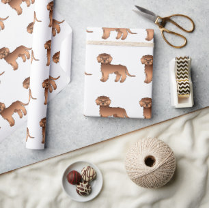 Papier Cadeau Red Mini Goldendoodle mignon Motif de dessin animé