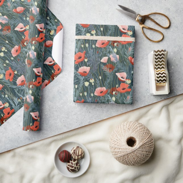 Papier Cadeau Red Poppy Meadow (Artisanat)