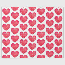 Red puzzle hearts, watercolor seamless pattern