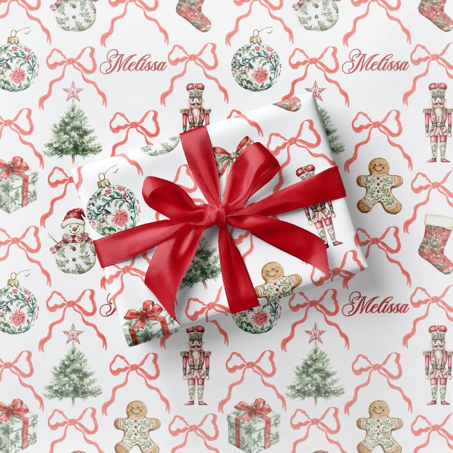 Papier Cadeau Red Toile Christmas Wrapping Paper Red Bow (Créateur téléchargé)