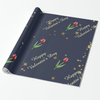Papier Cadeau Red Tulips & Gold Stars Gorgeous 