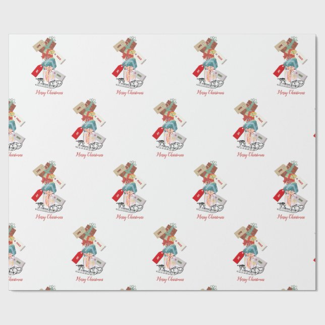 Papier Cadeau Red White Winter Wonderland Joyeux Noël (Plat)