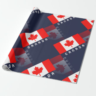 Papier Cadeau Réflexion canadienne élégante du drapeau 3D de
