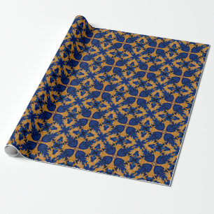 Papier Cadeau Regal Blue et Gold Motif Crest Heraldry
