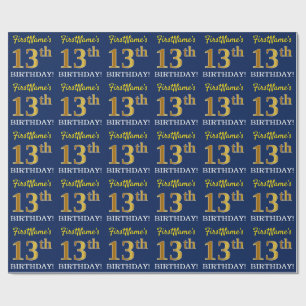 Papier Cadeau Regard bleu et d'imitation "13ème ANNIVERSAIRE "
