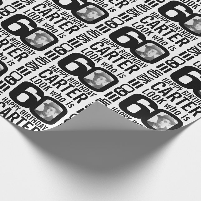 Papier Cadeau Regardez qui est 60 photos personnalisées mono 60e (Coin)