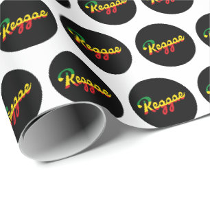 Papier Cadeau Reggae Musique avec couleurs du drapeau reggae