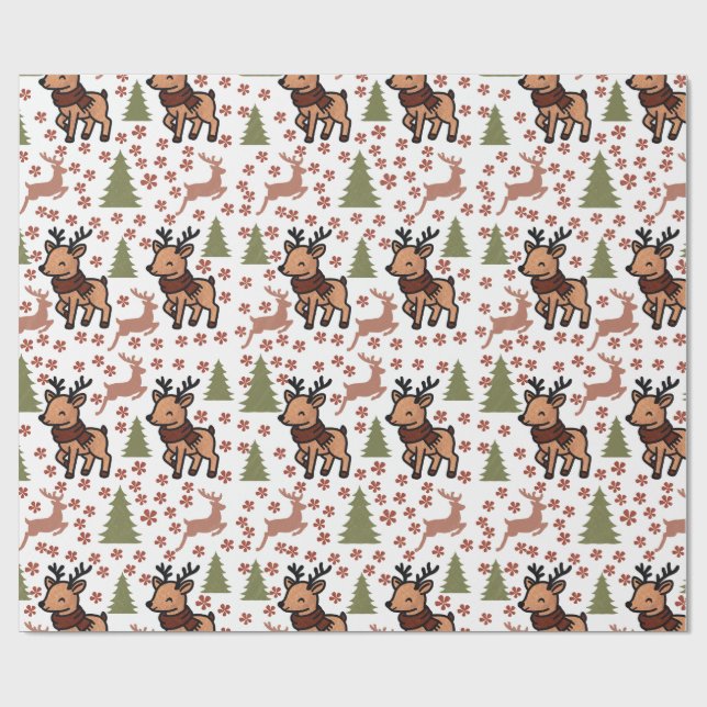 Papier Cadeau Reindeer cute floral mug (Plat)