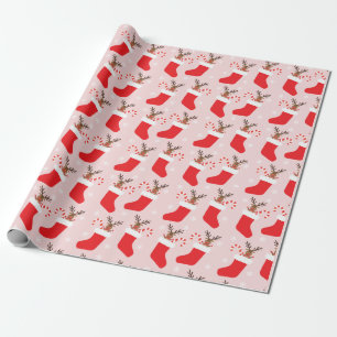 Papier Cadeau Reindeer de Noël Motif rouge blanc