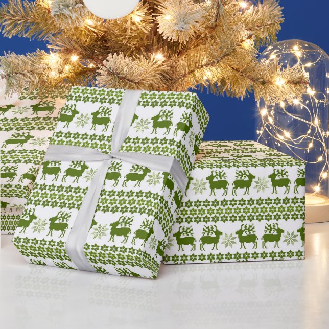 Papier Cadeau Reindeer nordique & Snowflakes (Vacances)