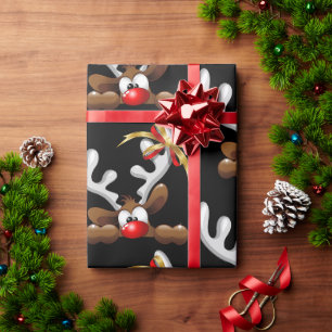 Papier Cadeau Reindeer Puzzled drôle Caractère de Noël