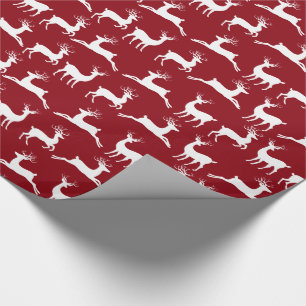 Papier Cadeau Reindeer Rouge blanc Papier d'enveloppement de Noë