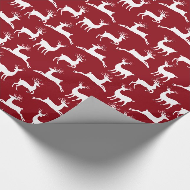 Papier Cadeau Reindeer Rouge blanc Papier d'enveloppement de Noë (Coin)