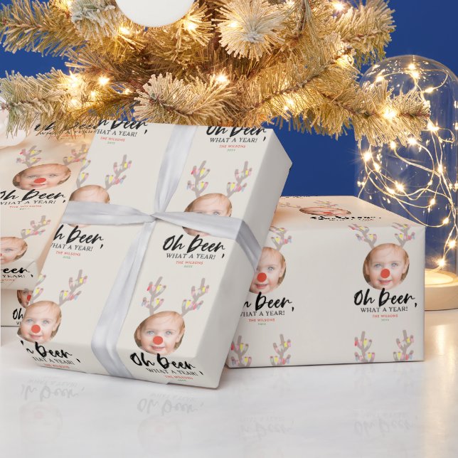 Papier Cadeau Reindeer Tan Funny Noël Vacances Papier d'envelopp (Vacances)