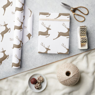 Papier Cadeau Reindeer Thème Aquarelle Neutre Rustique Cadeau