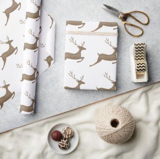 Papier Cadeau Reindeer Thème Aquarelle Neutre Rustique Cadeau