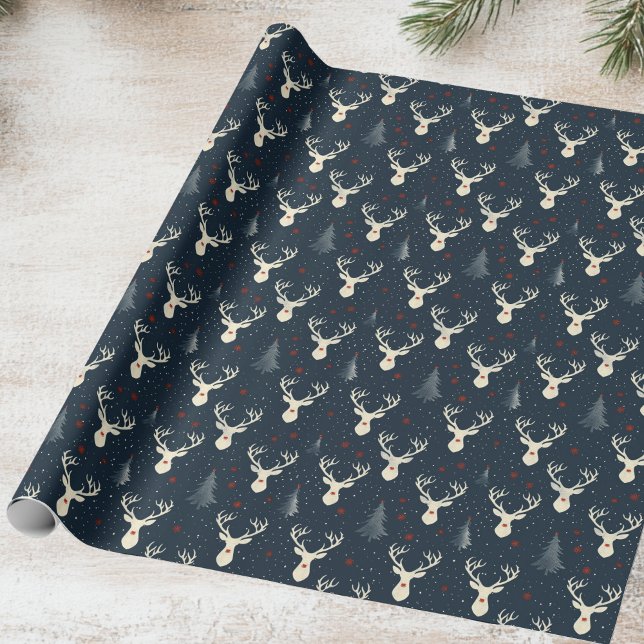 Papier Cadeau Reinder de vacances, Arbre de Noël, Flocon de neig (Créateur téléchargé)